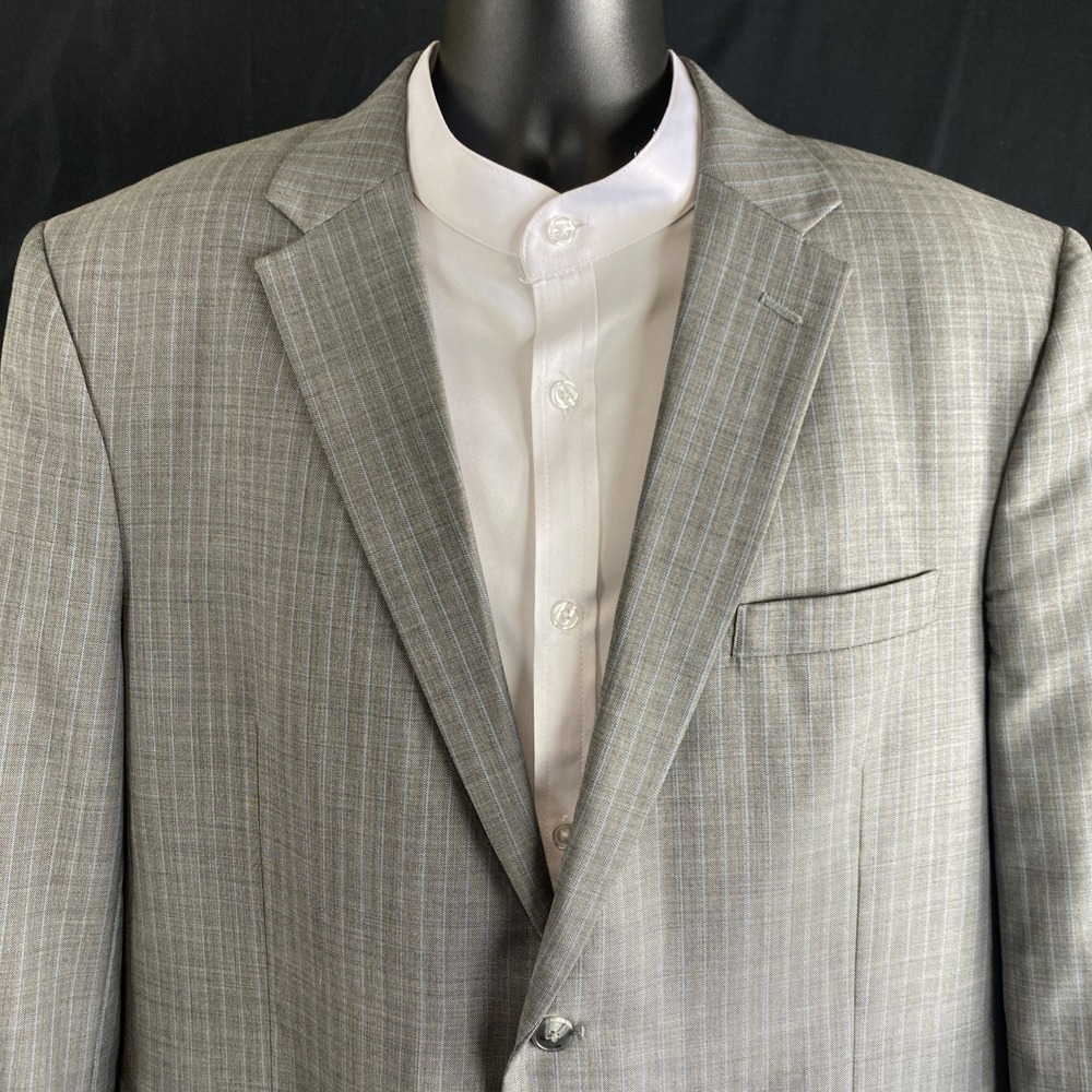 Jos A Bank Traveler Tailored Fit Sport Coat 46R Gray/Blue Glen Plaid Check - Picture 2 of 16